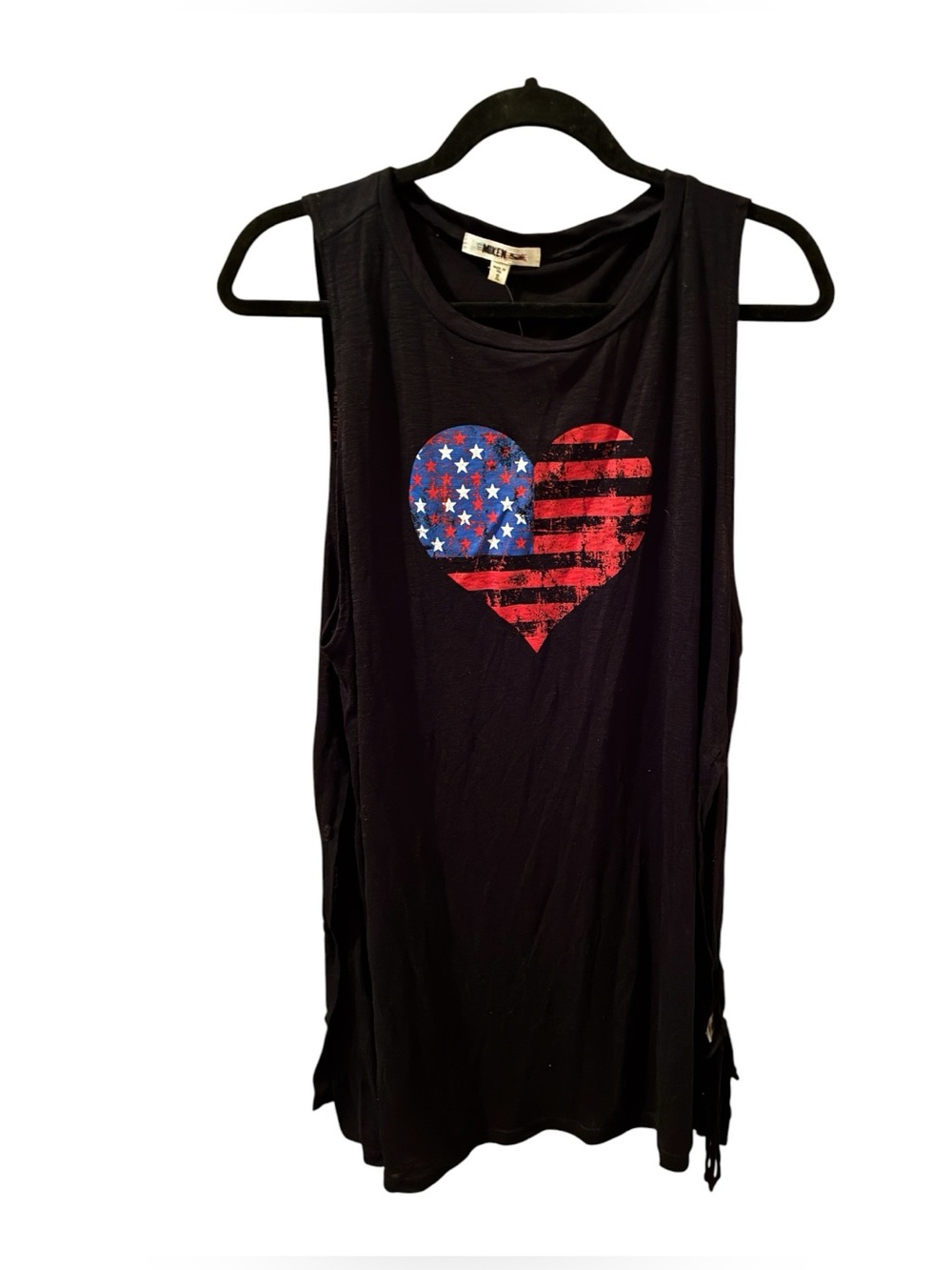 NWT MIKEN SWIM BLACK COVERUP WITH FLAG HEART SIZE XL